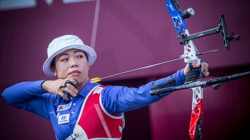 Tan Ya-Ting shoots during the Hyundai Archery World Cup Final in 2019.