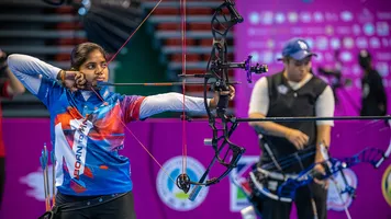 Muskan Kirar shoots at the 2022 Taipei Open.