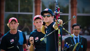 Jacob Wukie shoots at the London 2012 Olympic Games. 