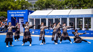 Traditional archery exhibition in Shanghai 2023 finals arena.