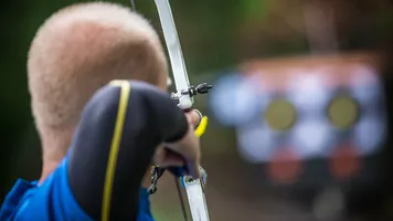 Erik Jonsson aims during the World Games in 2017.