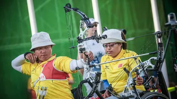 China shoots during the mixed team event at the Tokyo 2020 Paralympic Games.