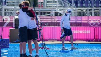 Florian Unruh beats Kim Je Deok at the Tokyo 2020 Olympic Games.