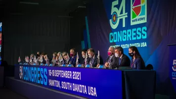 The executive board at the 2021 World Archery Congress.