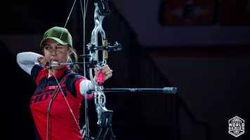 Toja Ellison in action at the 2022 Indoor Archery World Series Finals