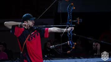 Nicolas Girard shoots to gold at the 2022 Indoor Archery World Series Finals.