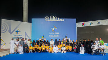Event staff at the world para championships in Dubai.