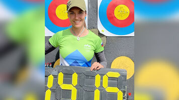 Toja Ellison after breaking double-50 world record in 2022.