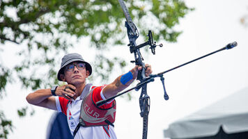 Turkey's Mete Gazoz at the 2021 Hyundai Archery World Cup Final