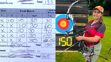 Ella Gibson shoots new European record of 150 10X in Meriden.