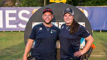 The Netherlands compound mixed team at the 2022 World Games