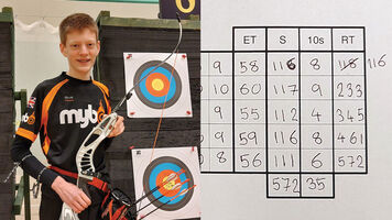Ollie Hicks shoots 572 points for 18-metre round.