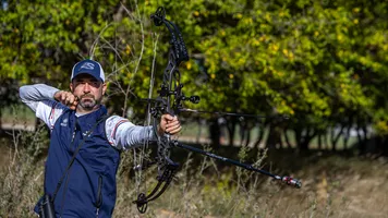 PJ Deloche shooting at Yankton 2022 World Archery Field Championships.