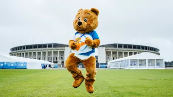 The Berlin bear at the 2023 Hyundai World Archery Championships.