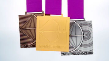The new World Archery Championships medals for 2023.