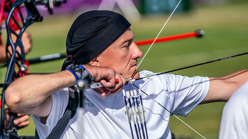 Damien Letulle shooting at his first world para championships in Pilsen.