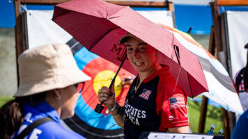 Casey Kaufhold at the target during qualifying in Medellin.