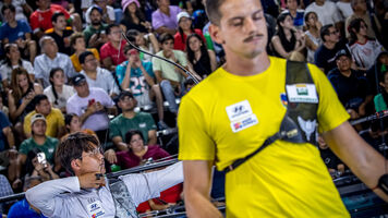 Lee Woo Seok and Marcus D’Almeida at the World Cup Final in 2023.