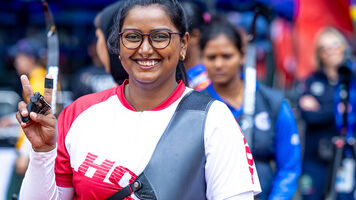 Deepika Kumari during practice in Shanghai.