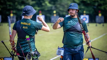 Laura Paeglis and Peter Boukouvalas in the mixed team event in Yecheon.