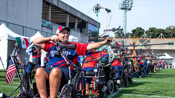 Jason Tabansky shooting at the Sao Paulo 2024 Para Pan American Championships.