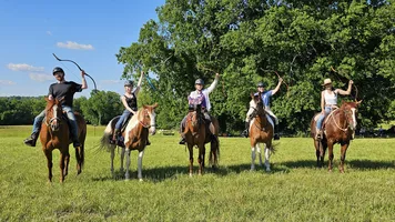 A horseback archery class in Pulaski, Tennessee.