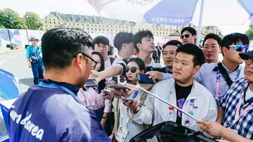 Kim Woojiin is interivewed at the Paris 2024 Olympic Games.