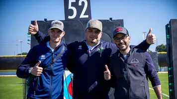Italy compound men team celebrating.