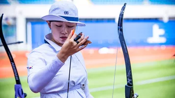 Lim Sihyeon topped qualifying at Shanghai 2025 Hyundai Archery World Cup.