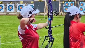 Brynnleigh Lohner shooting in 2025 University Games qualifying.