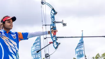 Jyothi Surekha Vennam shooting at the last World Championships in Berlin