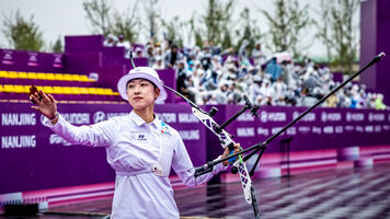 An San thanking her fans support after winning the 2025 World Cup Final.