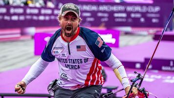 Brady Ellison celebrating.