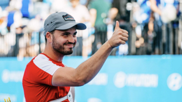 Andres Temiño Mediel putting a thumb to the crowd in Gwangju. 