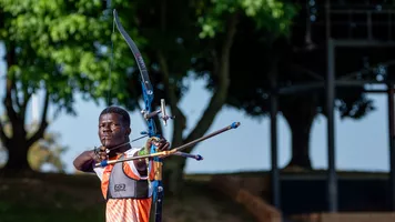 Franck Eyeni aiming.