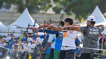 Shooting line during official practice at Dubai 2025 Asian Youth Para Games.