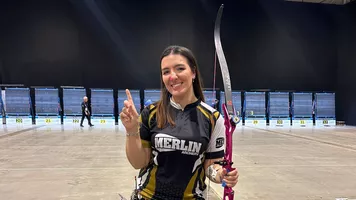 Illaria Knibb celebrating at the British National Indoor Championships.