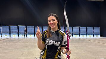 Illaria Knibb celebrating at the British National Indoor Championships.