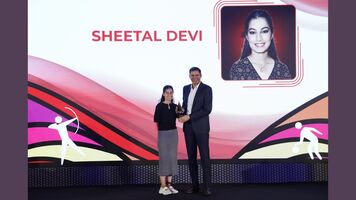 Sheetal Devi receives 2025 TOISA award.
