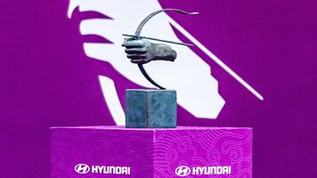 The Archery World Cup Trophy on show at the 2025 World Cup Final.