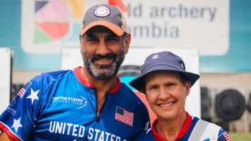 Mark Williams and Janis Grellner shot a new world record in recurve 50+ mixed team at Medellin 2026.