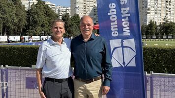 World Archery president Greg Easton and newly elected World Archery Europe president Hakan Cakiroglu.