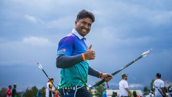 Khairul Anuar Mohamad competing at Salt Lake City 2018 Hyundai Archery World Cup.