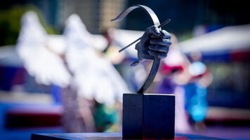 The Hyundai Archery World Cup trophy on show.