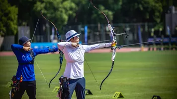 An San aiming during a match at Antalya 2026.