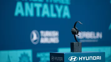 The Archery World Cup Trophy on show at Antalya 2026 stage three.