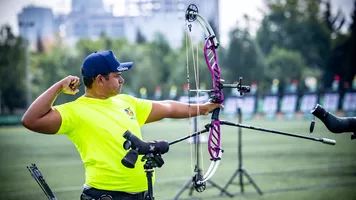 Jairo Rodrigo Da Silva shooting at Puebla 2026 Hyundai Archery World Cup.