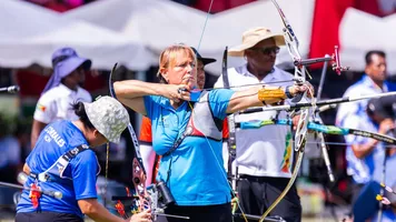 Tatyana Muntyan shooting at the 2026 Caribbean Championships in Providence, Guyana.